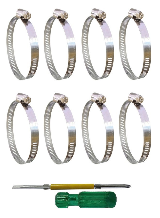 ES EKSAFAR ESEKSAFAR 8pc S S Hose Clamp 4inch with 2in1 Screwdriver set (Pack of 9) - Image 1